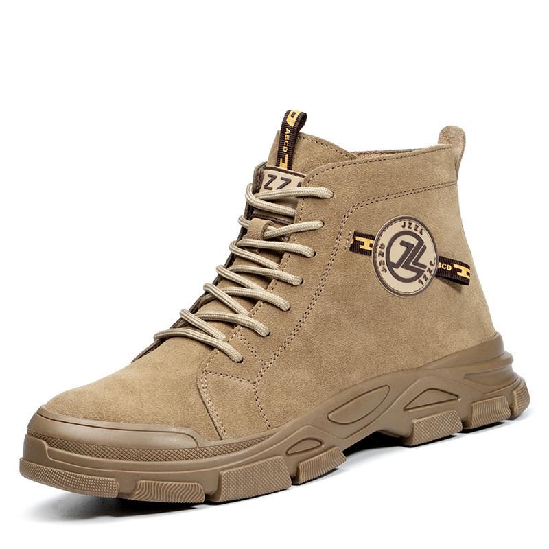 牛皮高筒劳保鞋男轻便防滑防臭工作鞋工地防砸防刺穿安全鞋防护鞋