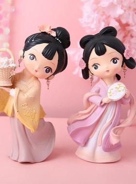 古风汉服娃娃可爱女孩家居桌面树脂车载摆件创意汽车内装饰品礼物