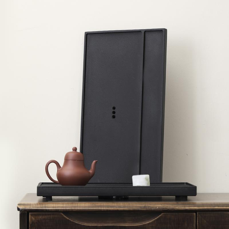 乌金石创意侘寂风干 乾泡台茶盘家用小型茶托 讬茶具茶台收纳盘功