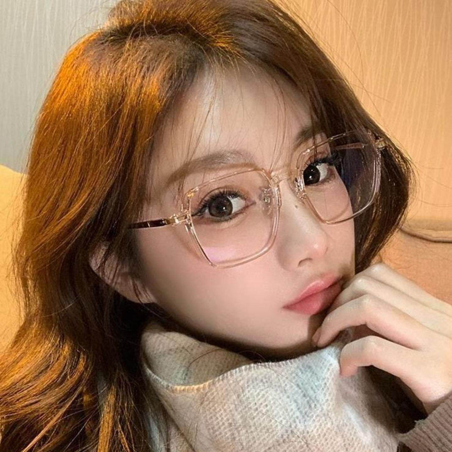 网红潮款防蓝光眼镜框女生韩版素颜大方框近视眼镜大脸显瘦眼镜架