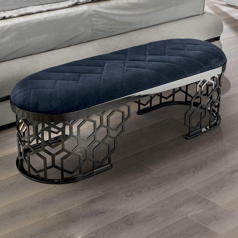后现代卧室长椅意式轻奢简约玄关换鞋凳不锈钢酒店美容会所休息凳