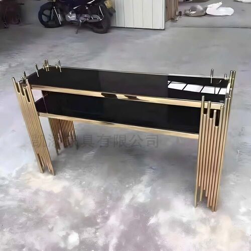 console table意式轻奢风玻璃玄关桌子入户靠墙酒店不锈钢玄关台