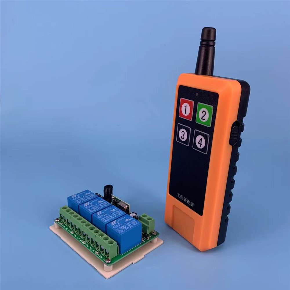 新工业4路无线遥控开关学习型12V24V四路继电控制器开关安防配件