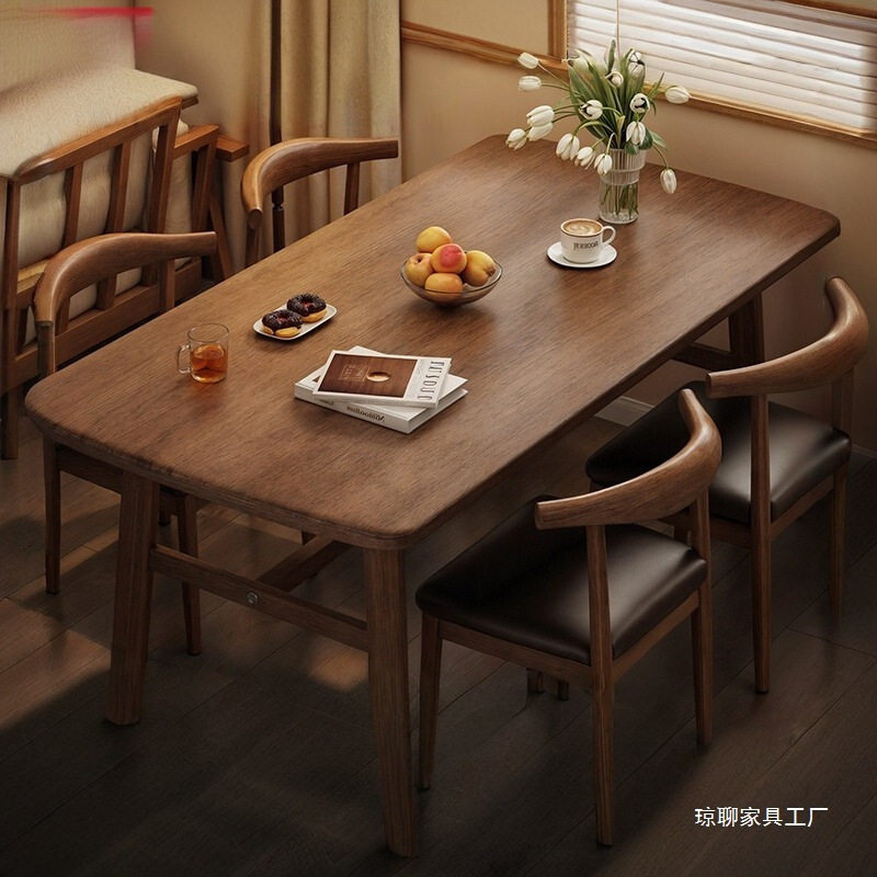 新中式餐桌北欧商用家用长条桌洽谈桌会议桌阳台茶桌酒店民宿餐桌