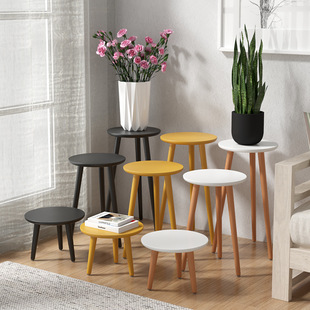 r^白色原木混搭花架子客厅落地式三脚花几家用电视柜旁花店实木展