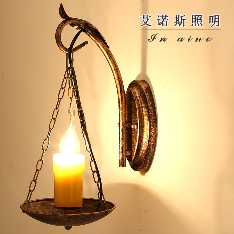 美式复古LOFTCH创意工业风壁灯酒吧床头灯过道走廊咖啡厅铁艺壁灯