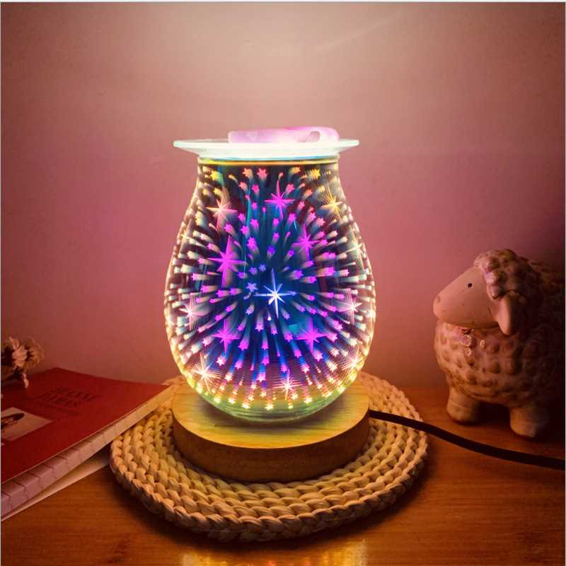 触摸调光3D玻璃香薰灯 香薰玻璃小夜灯 3D玻璃蜡烛灯3D玻璃星星灯