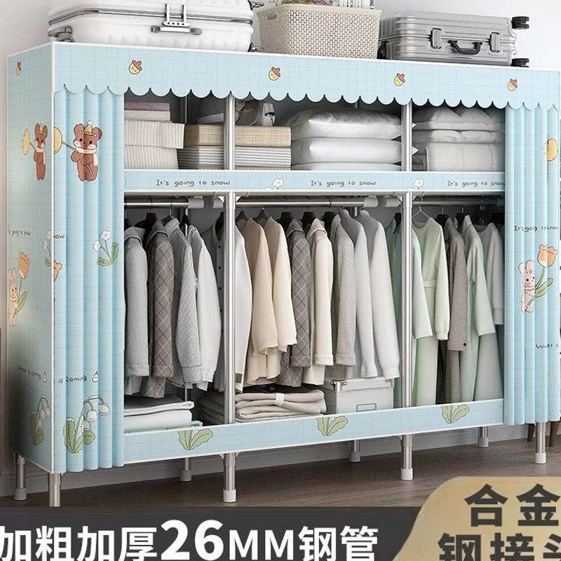 简易衣柜家用卧室出租房便携式衣柜钢管收纳衣橱批发源头货源