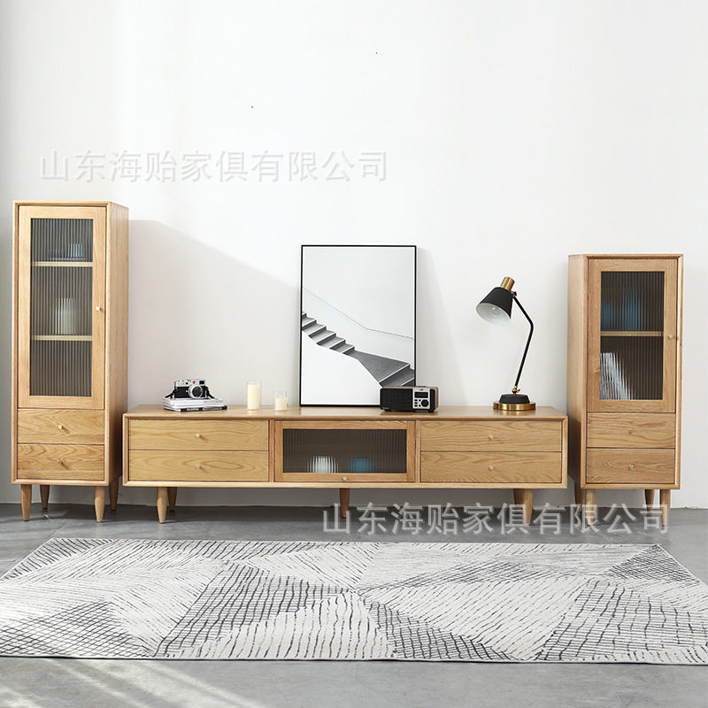 厂家供应北欧实木高低酒柜小户型客厅餐厅置物柜餐具碗筷柜子