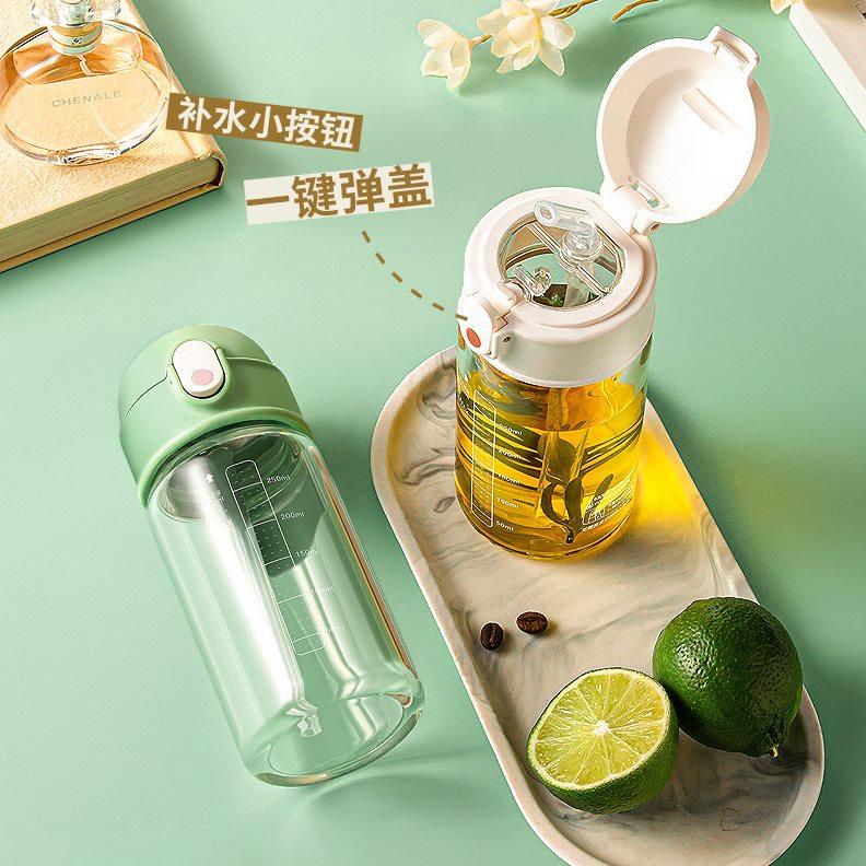 孕妇产妇专用月子糖耐带吸管杯子女生大人耐高温水杯刻度玻璃杯夏