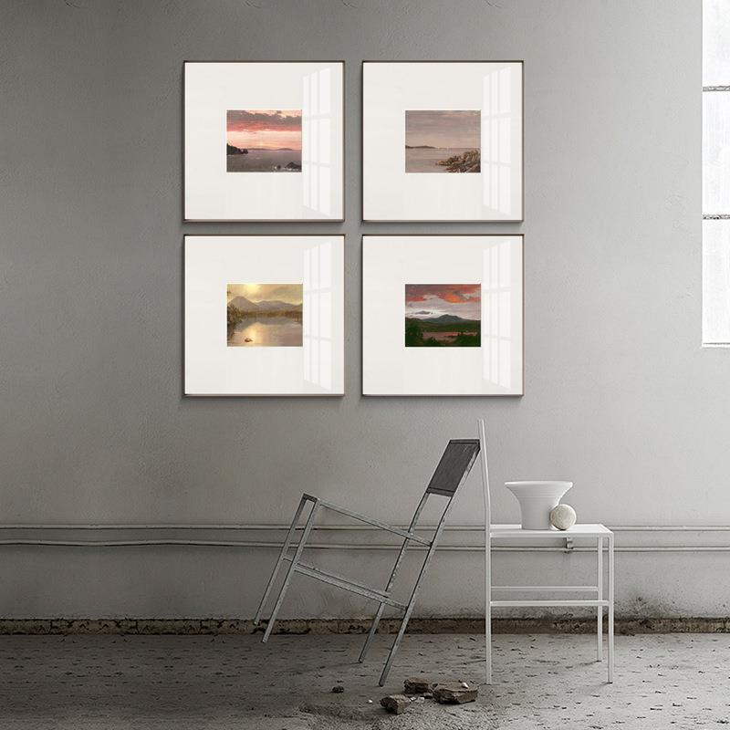 北欧小众装饰画客厅餐厅风景现代简约方形挂画艺术壁画书房背景墙图片