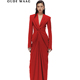 V领精裁纽结西装 礼服裙 WAAG 经典 宋佳春晚同款 OUDE
