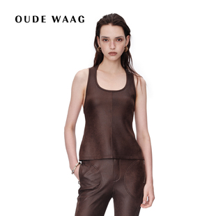 简约率性利落弹力环保皮背心 26早春新款 OUDE WAAG