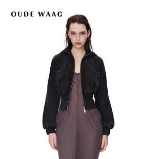 复古做旧保暖针织螺纹洗水拼接高腰夹克 26早春新款 OUDE WAAG