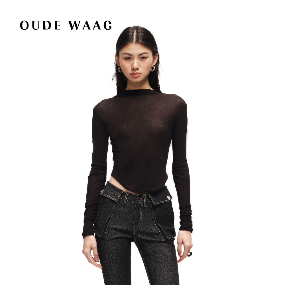 OUDE WAAG 25春夏 修身简约小高领长袖女装上衣