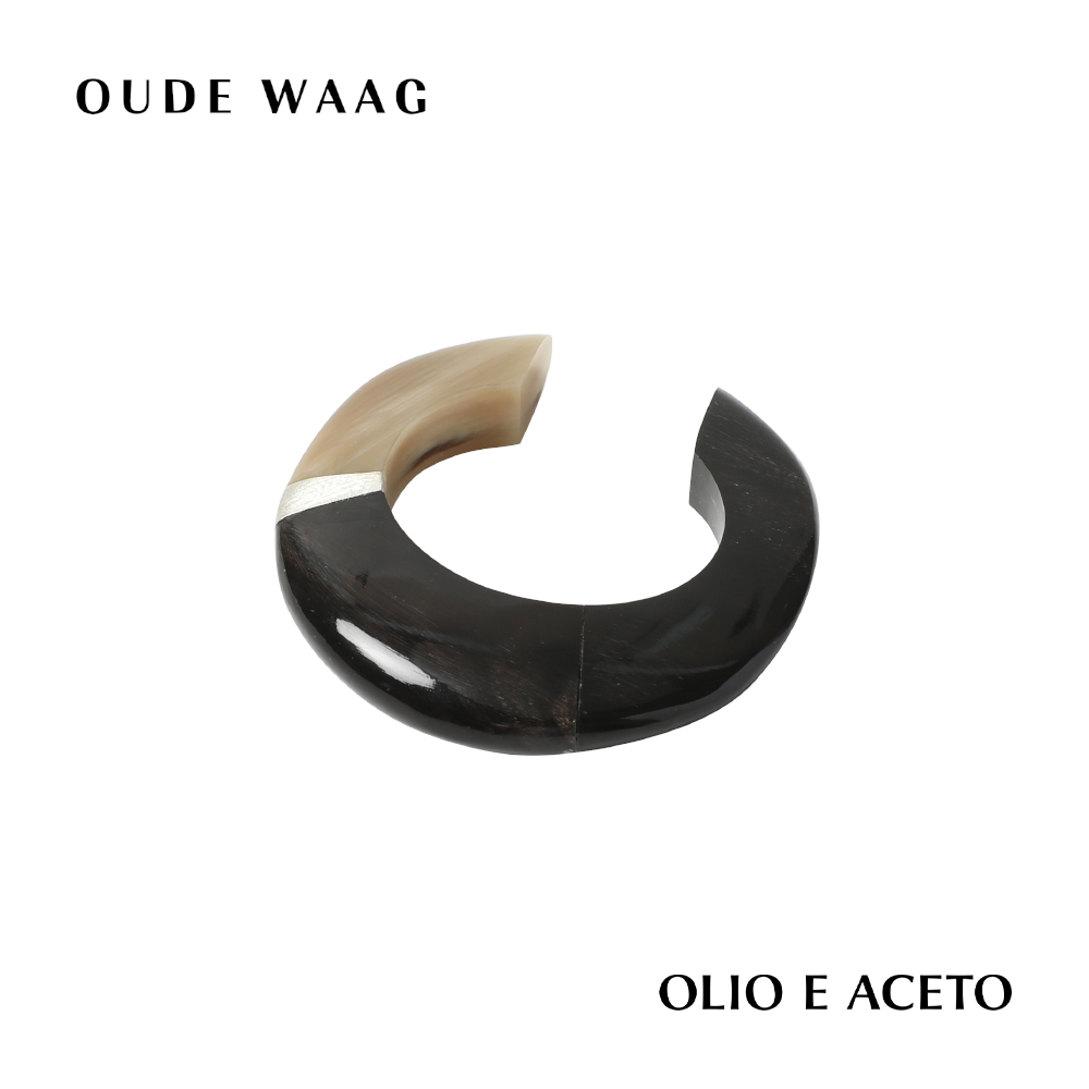 OUDEWAAG新款牛角纯银拼接手镯