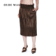 26早春新款 OUDE WAAG 摩登独特肌理感手工压褶环保皮裙