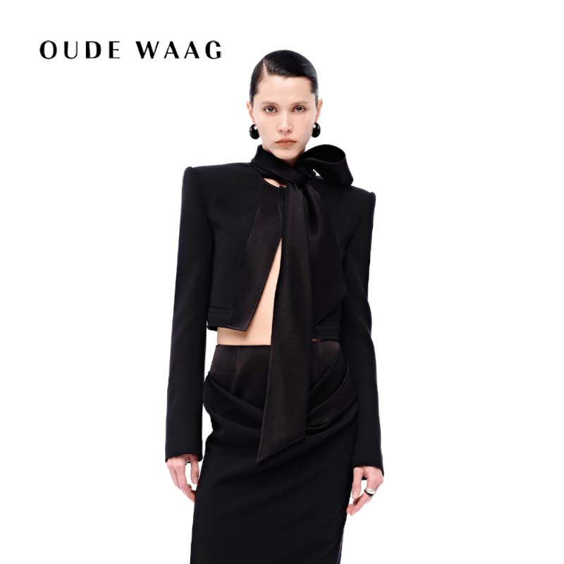 【辛芷蕾同款】OUDE WAAG 25秋冬新款 高级优雅精裁飘带短西装