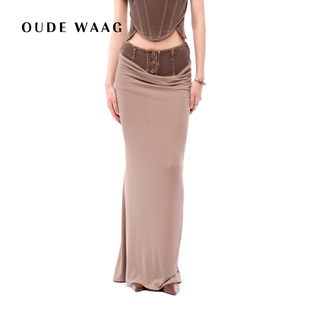 复古优雅不对称假两件洗水解构螺纹半裙 25秋冬新款 OUDE WAAG