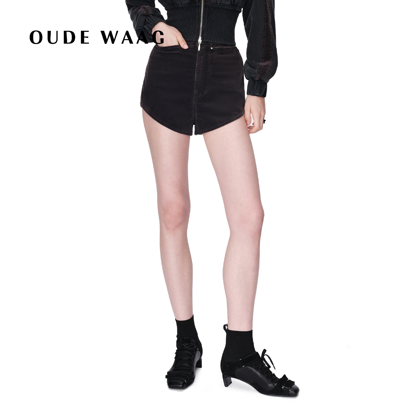 性感洗水丝绒短裤女洗水丝绒