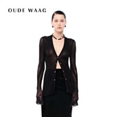 WAAG 25秋冬新款 丝光轻薄修身 OUDE 曲线螺纹针织开衫