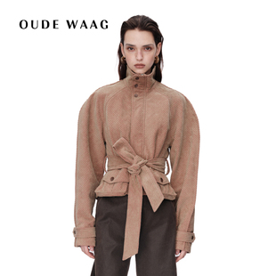 可拆卸垫肩廓形坑条灯芯绒收腰夹克 25秋冬新款 OUDE WAAG