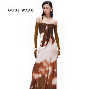 经典 WAAG OUDE 立体剪裁不对称垂坠印花连衣裙 赵露思同款