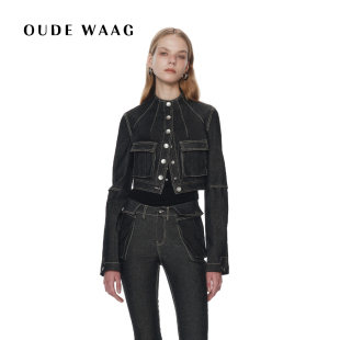 复古高领修身 25春夏 女士牛仔短夹克 WAAG OUDE