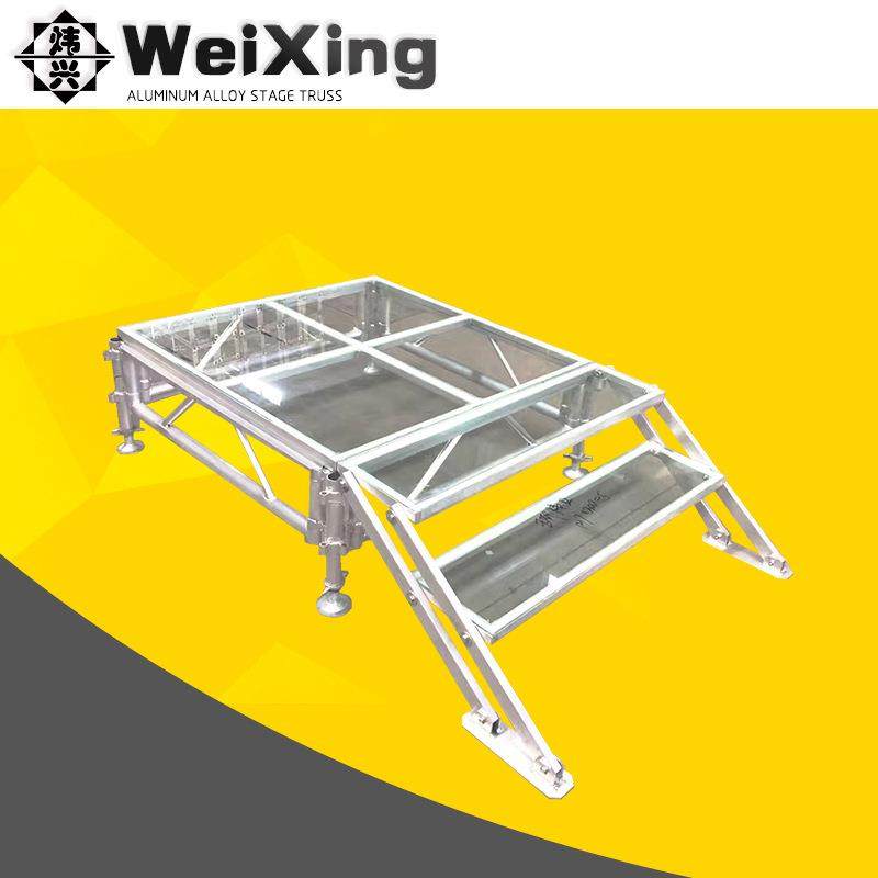 婚庆活动演出舞台架T台钢化镜面透明玻璃拼装升降铝合金舞台