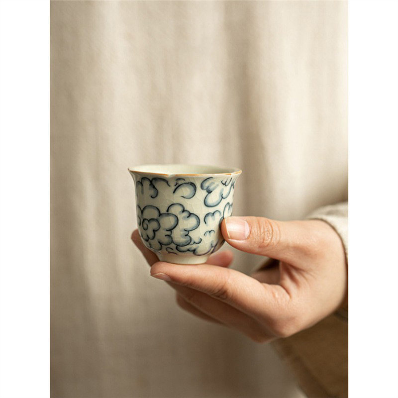 米黄汝窑祥云铃兰杯功夫主人杯复古简约高档家用可养茶杯品茗杯,餐饮具,茶杯,淘宝优惠券,粉丝福利购,淘宝优惠卷