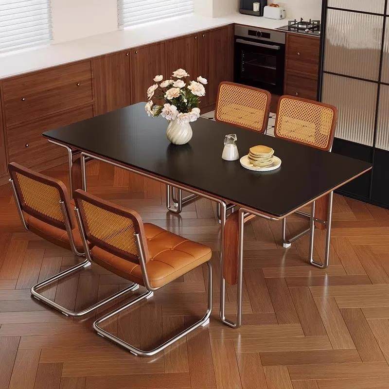 覆古岩板实木餐桌家用小户型包豪斯高端长方形中古风家俱饭桌椅子,住宅家具,岩板餐桌,淘宝优惠券,粉丝福利购,淘宝优惠卷