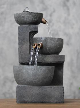 日式简约山水造景流水摆件 客厅桌面循环水景 时来运转祝福礼盒