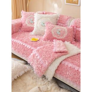 冬季玫瑰丝绒沙发垫防滑加厚冬季长毛绒垫简单现代沙发套布毛巾