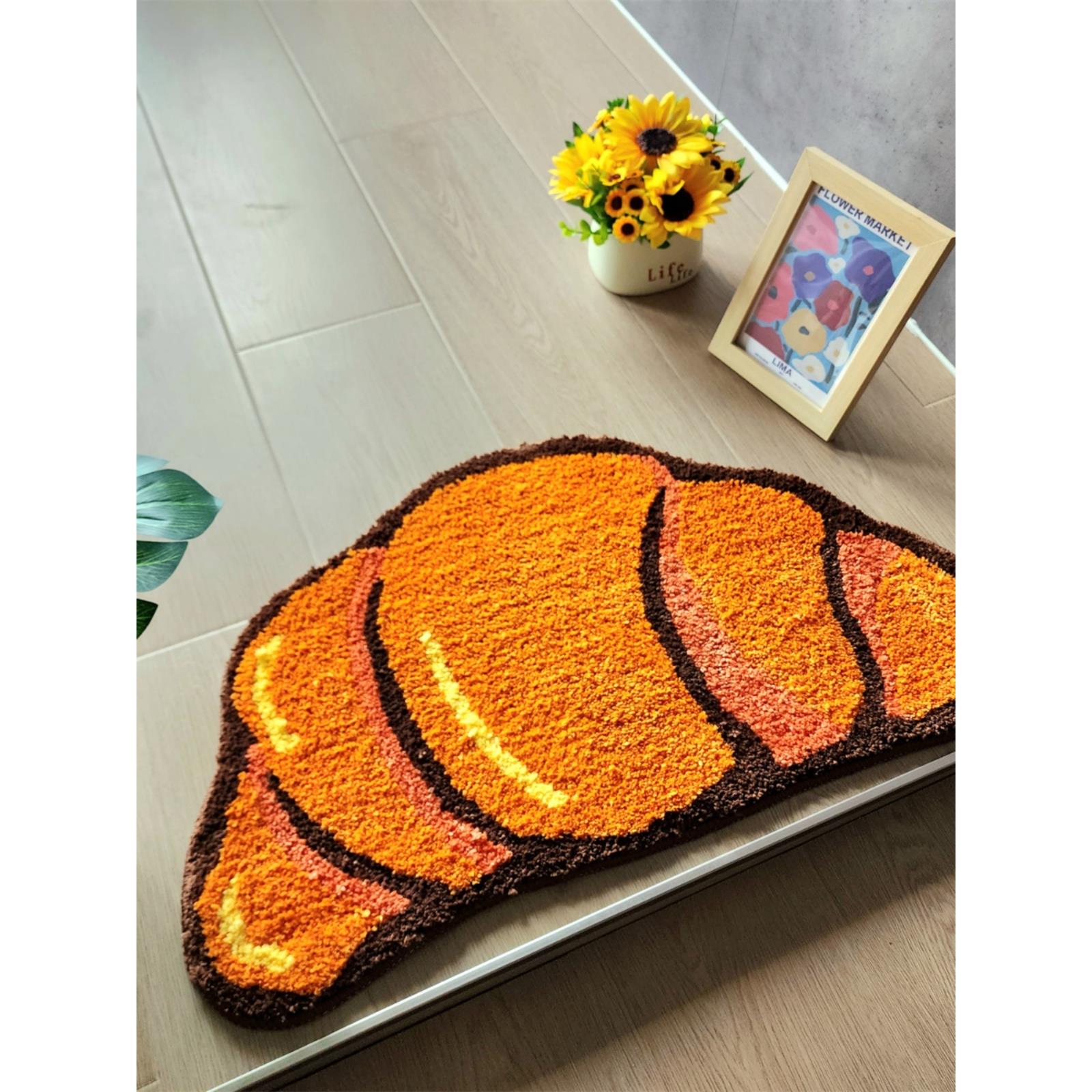 可爱水果牛角包软装吸水防滑门垫脚垫地毯机织卫生间入户卡通