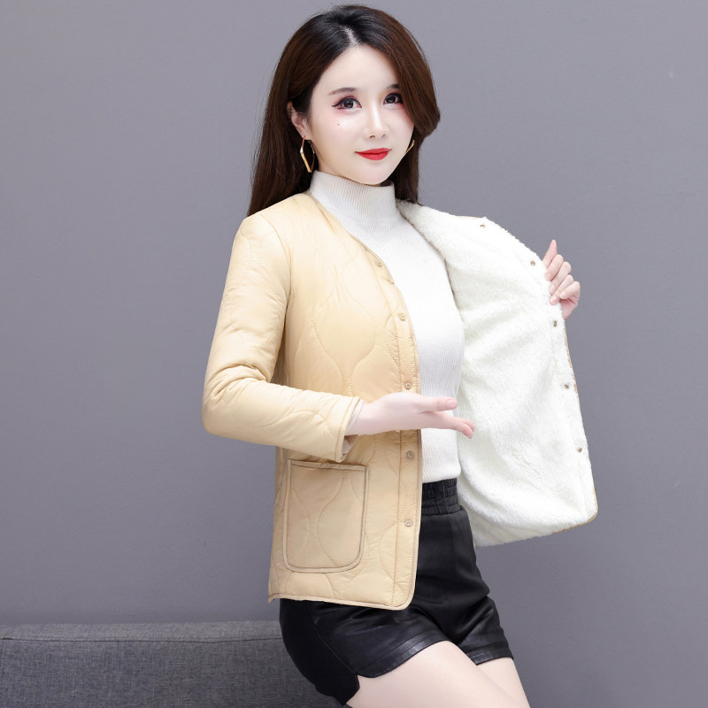 2024新款羽绒棉服冬季加绒内胆棉衣女短款贴身显瘦内穿妈妈小棉袄