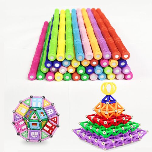 极速50~200pcs Magnet Bars Metal ball Magnetic Designer Build