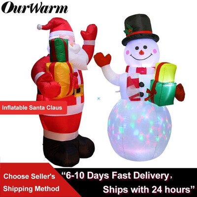 极速OurWarm Inflatable Santa Claus Night  Figure Outdoor