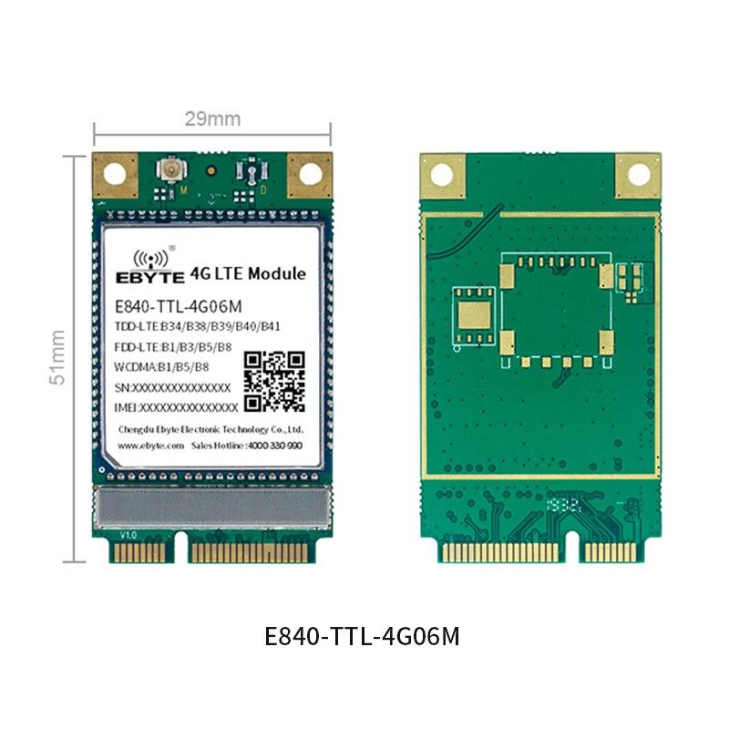 4G模块无线通信FDD/TDD-LTE网络制式ASR开发兼容EC20支持AT指令集