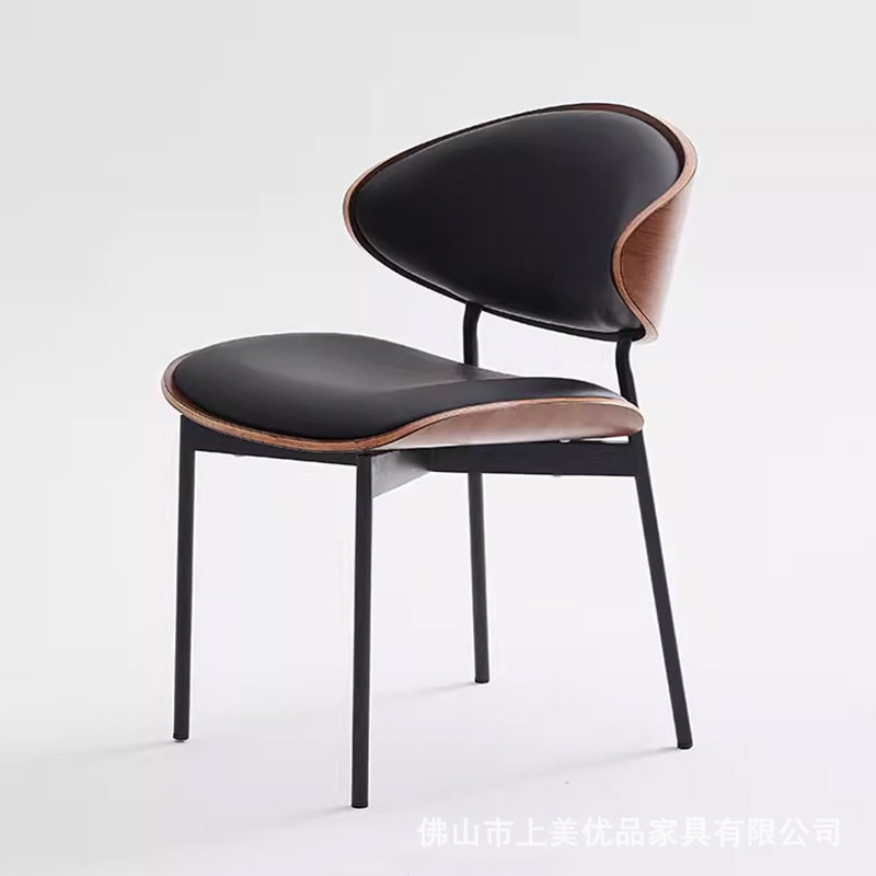 稳固金属支架曲木餐椅食堂员工餐厅专用椅批量订置款靠背曲木餐椅