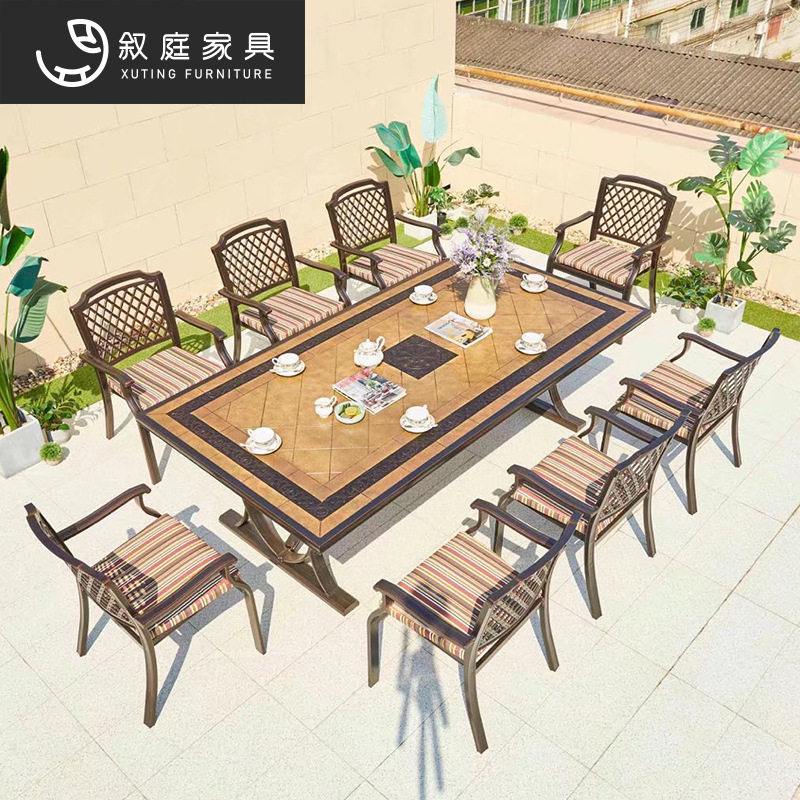 户外庭院铸铝烧烤桌椅别墅花园露天家用露台休闲防水防晒室外家具