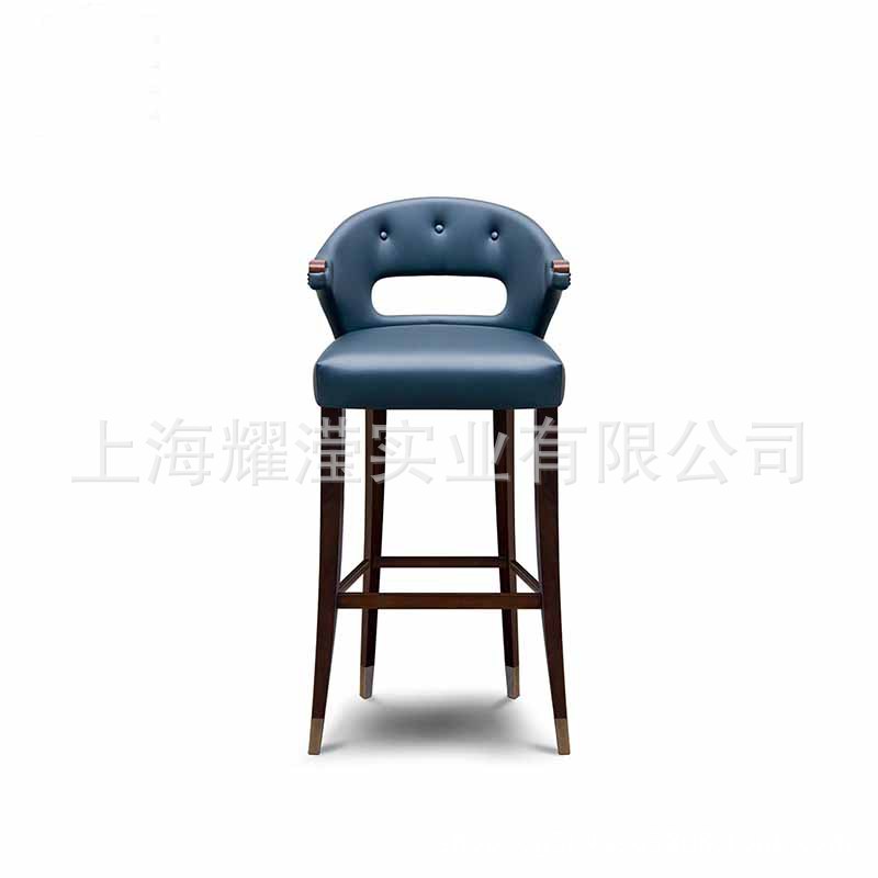 美式复古实木吧椅定制家具创意皮艺酒吧高脚凳KTV休闲前台长腿椅