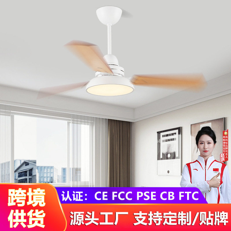 北欧风扇灯简约现代家用餐厅客厅木叶电风扇灯吊扇灯可定制110V