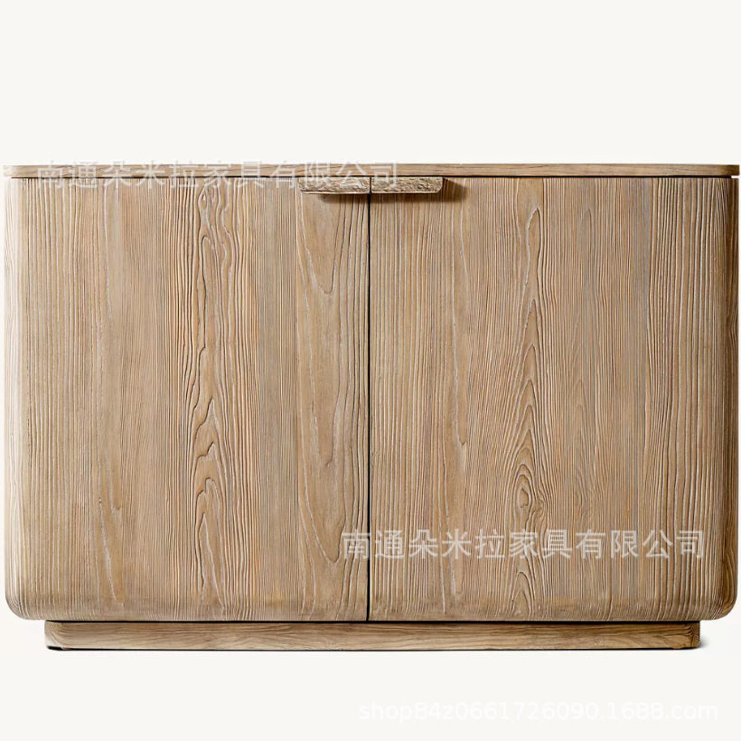 RH美式乡村复古实木餐边柜入户玄关柜小户型家用储物柜收纳柜