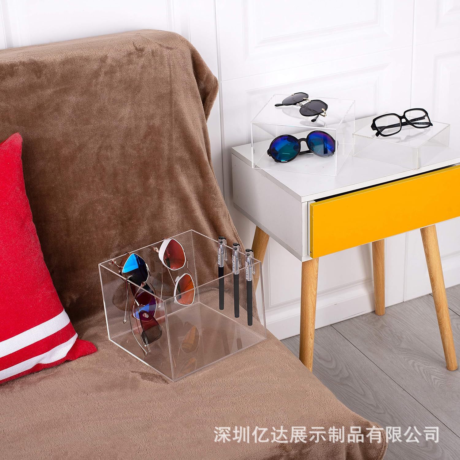 透明亚克力3件套立方体展示嵌套立管展示收纳架用于食品酒杯展示