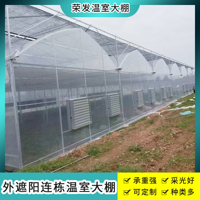 外遮阳连栋大棚 热镀锌塑料薄膜连栋温室大棚钢架农业种植蔬菜棚
