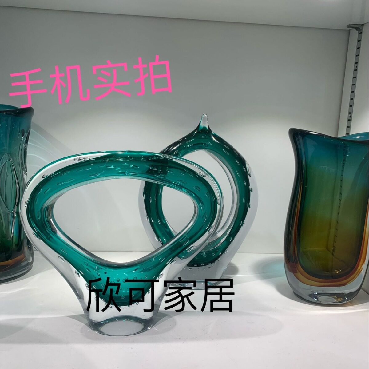 现代墨绿色客厅装饰品桌面摆件轻奢家居琉璃花瓶酒柜电视柜工艺品