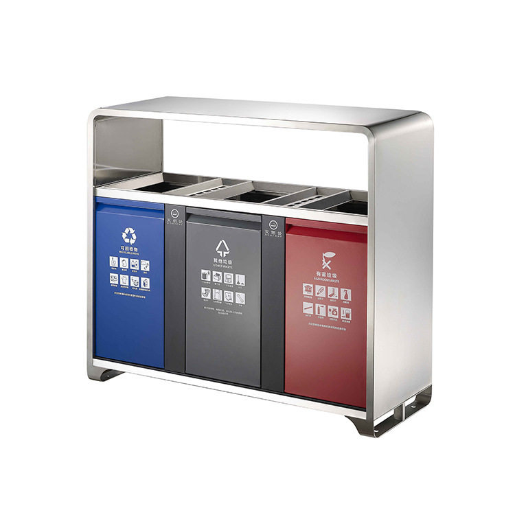 南方GPX-222a 室内三分类不锈钢果皮箱 商场小区办公大楼垃圾桶