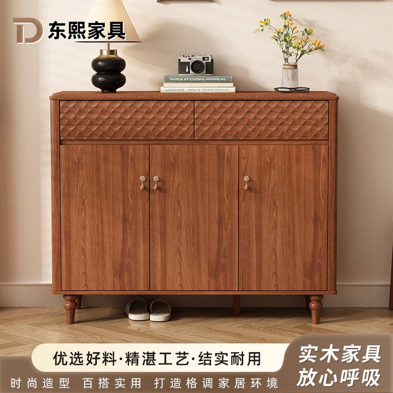 2025新款全实木中古风玄关鞋柜