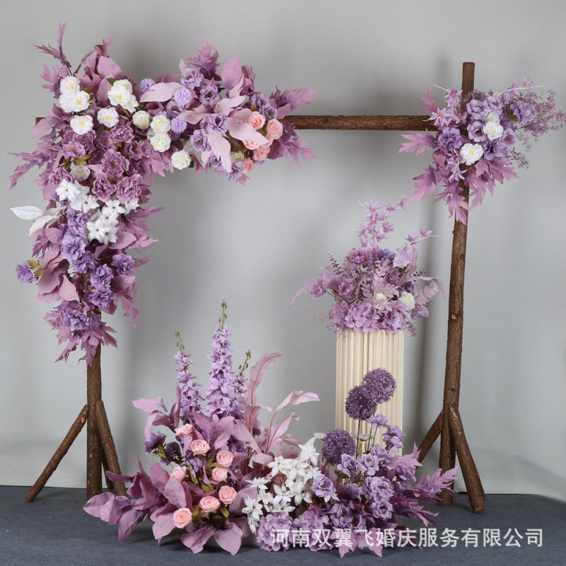婚庆仿真花排路引地排花合欢婚礼堂舞台背景装饰挂花订婚布置花艺