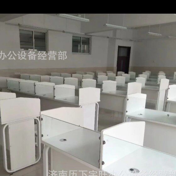 钢木语音桌学校云机房微机计算机语音教室培训室单双人电脑语音桌